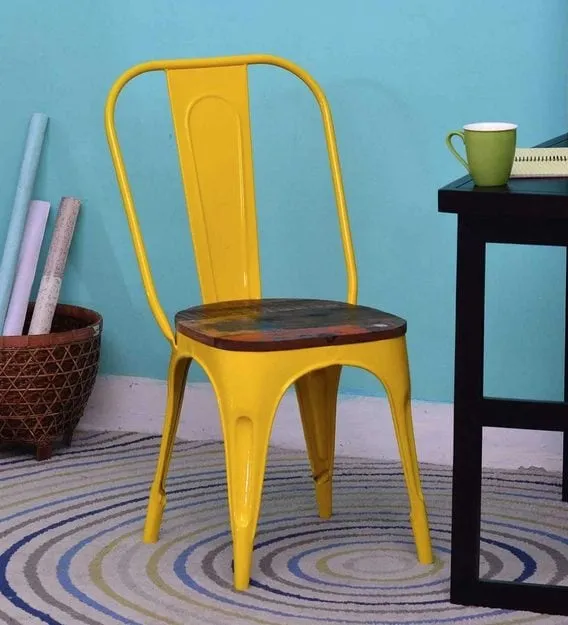 Replica Tolix Metal Bistro Dining Chair With Wood Top