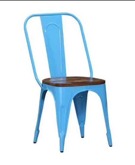 Replica Tolix Metal Bistro Dining Chair With Wood Top