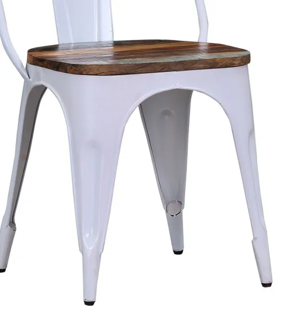 Replica Tolix Metal Bistro Dining Chair With Wood Top