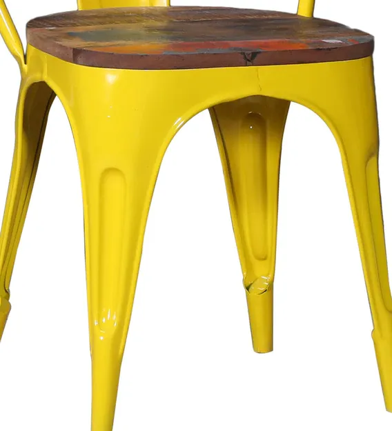 Replica Tolix Metal Bistro Dining Chair With Wood Top