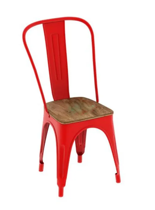 Replica Tolix Metal Bistro Dining Chair With Wood Top