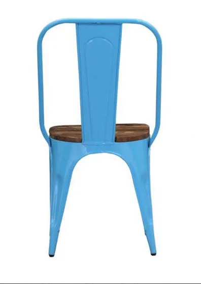 Replica Tolix Metal Bistro Dining Chair With Wood Top