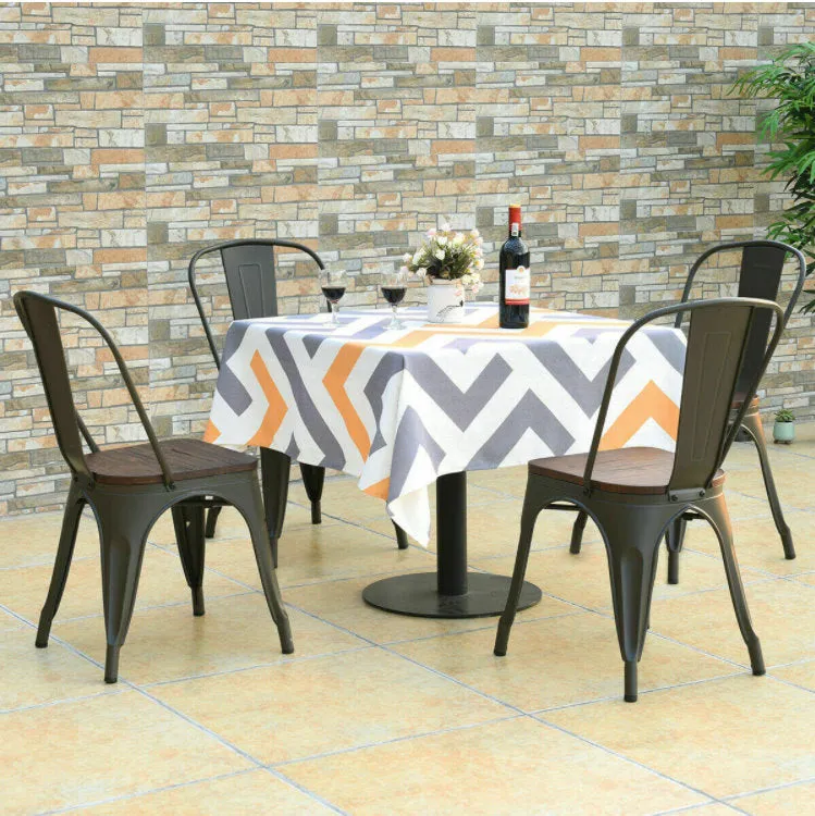 Replica Tolix Metal Bistro Dining Chair With Wood Top
