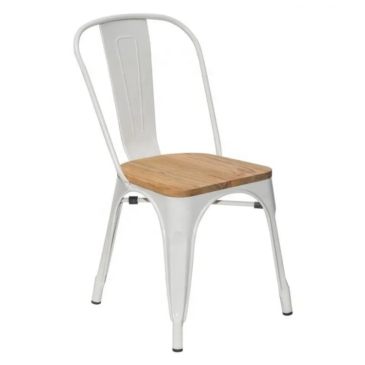 Replica Tolix Metal Bistro Dining Chair With Wood Top
