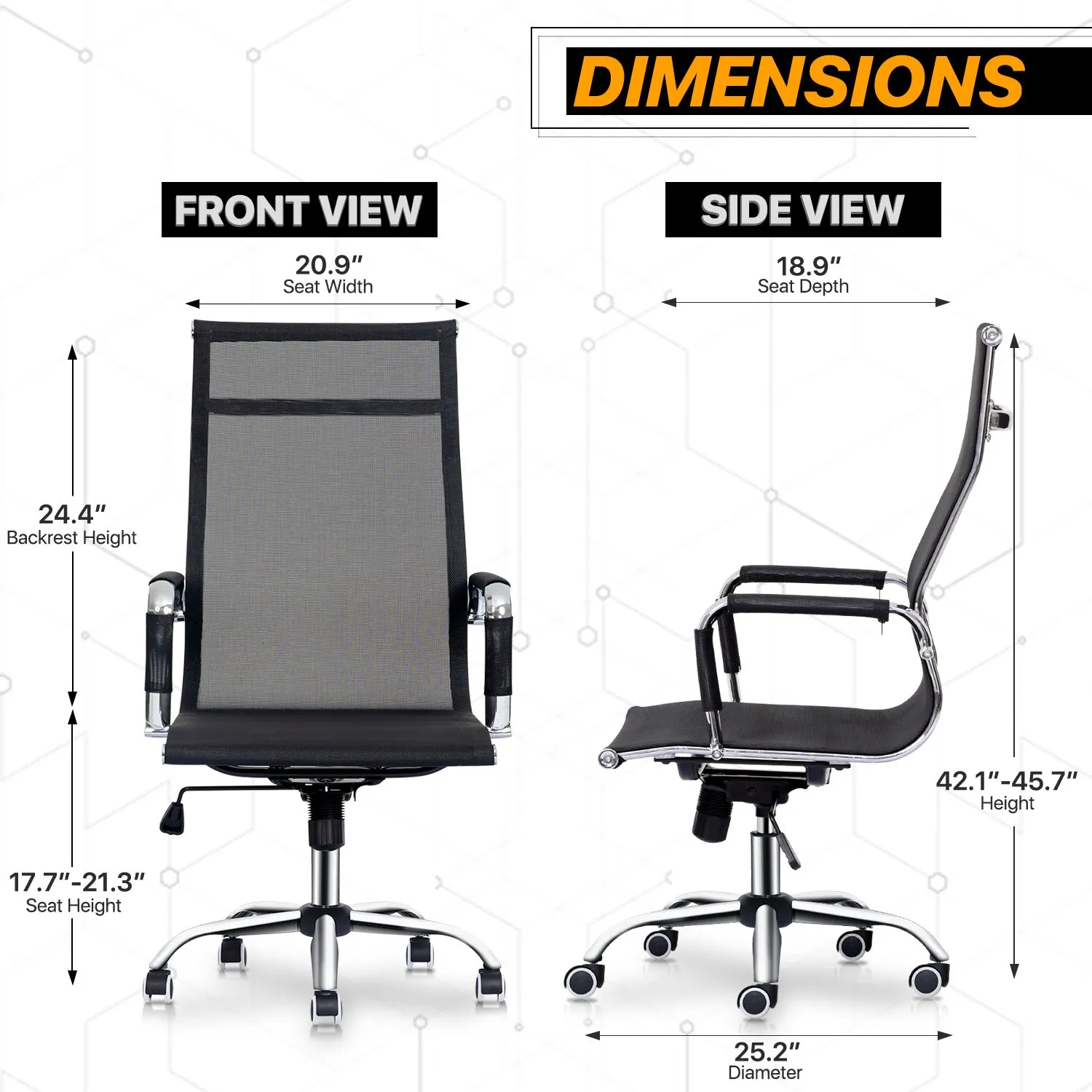 Ribbed Conference Chair - Black - 29" x 47" Studded Mat Set