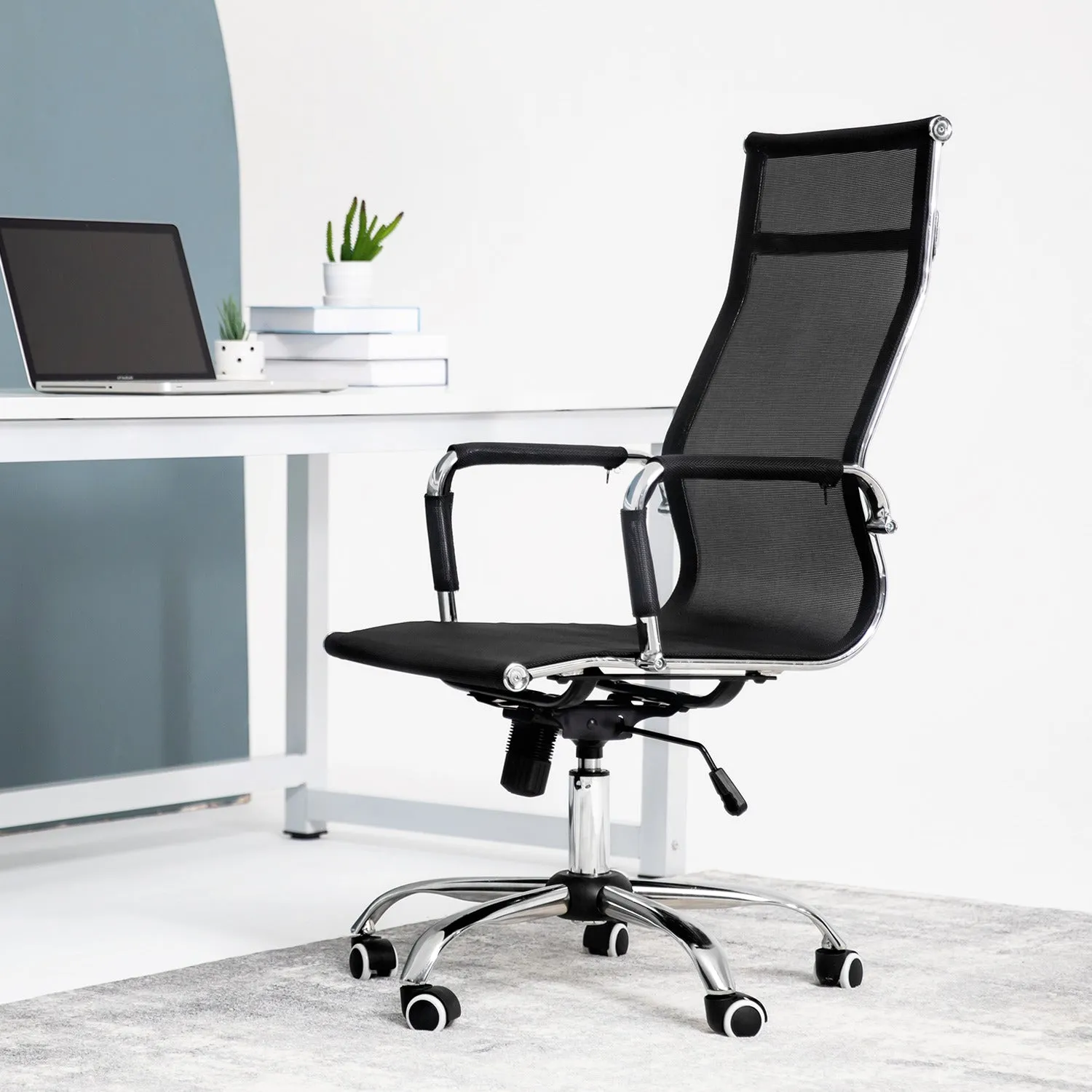Ribbed Conference Chair - Black - 29" x 47" Studded Mat Set