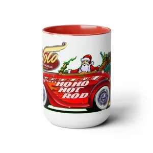 SANTAS CLAUS HO HO HOT ROD Volo Museum Christmas Coffee Mug 15oz