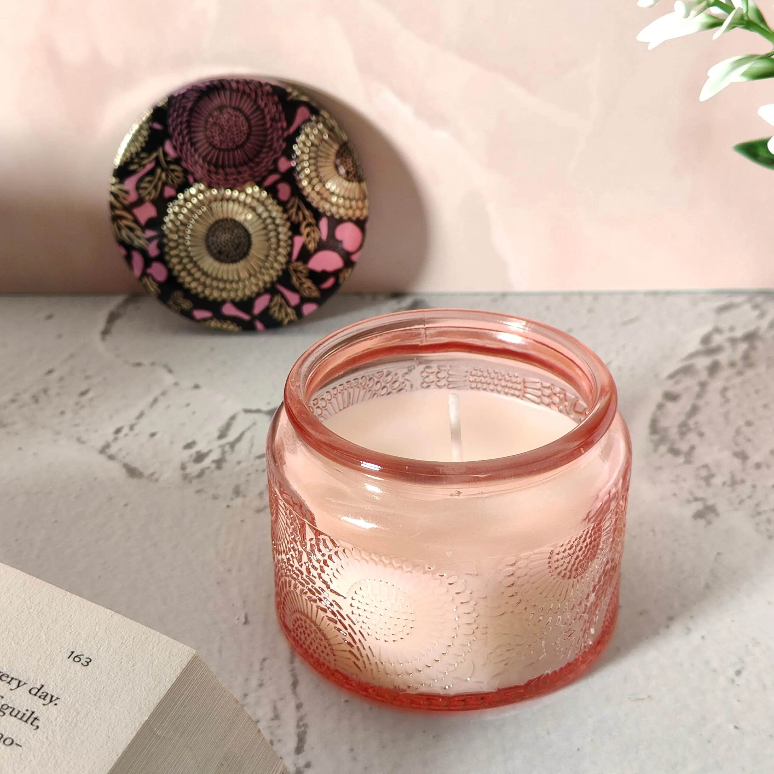 Scented Jar Candle Combo - Pack of 5 Candles | Reusable Scented Candles for Home Decor | Long-Lasting Fragrance Candles for Gifting | Textured Reusable Jars