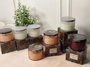 Scented Jar Candle Combo - Pack of 5 Candles | Reusable Scented Candles for Home Decor | Long-Lasting Fragrance Candles for Gifting | Textured Reusable Jars
