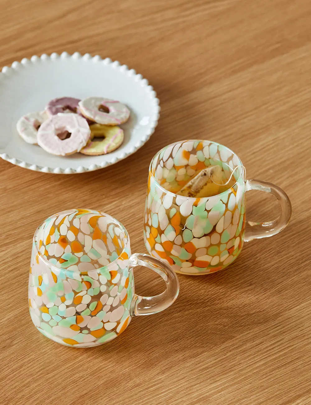 Set of 2 Confetti Glass Mugs