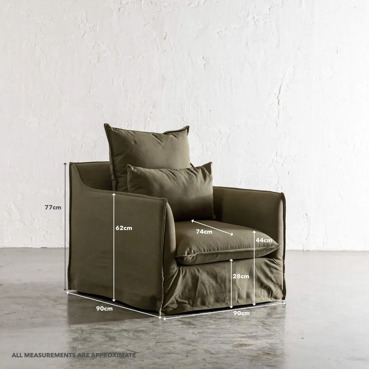 SEVILLA SLIP COVER ARMCHAIR   |  POLAR WHITE