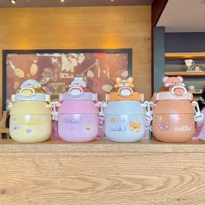 SINOTAO  -  Cartoon Vacuum Flasks Large Capacity Insulation Cup Outdoor Kawaii Kid Tumbler Cute Water Bottle For Girl Portable Straw Thermos