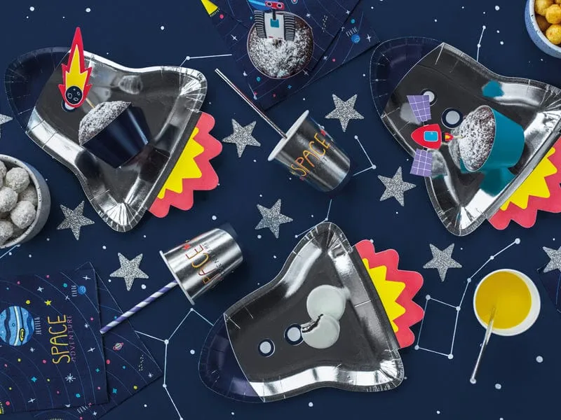 Space Party Silver Foil Cups x 6