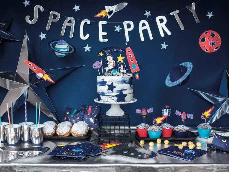 Space Party Silver Foil Cups x 6