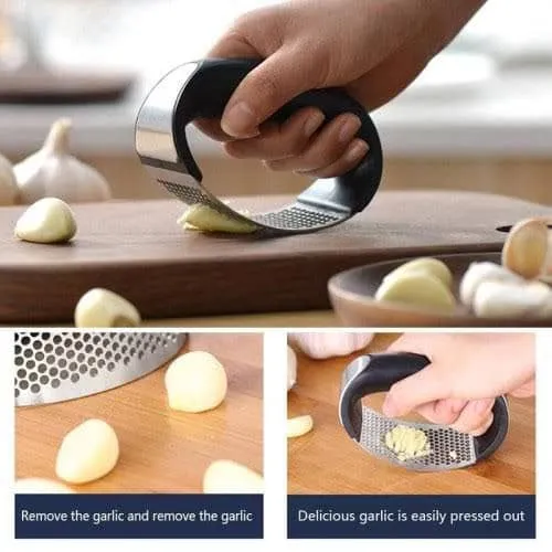 Stainless Steel Garlic Press With Plastic Handle