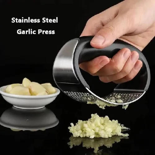 Stainless Steel Garlic Press With Plastic Handle