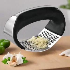 Stainless Steel Garlic Press With Plastic Handle