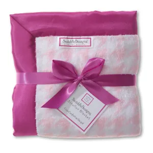 Stroller Blanket - Pastel Pink Puppytooth with Very Berry Trim, Large, 30x40 inches