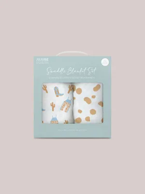 Swaddle Blanket Set | Howdy Partner Blue