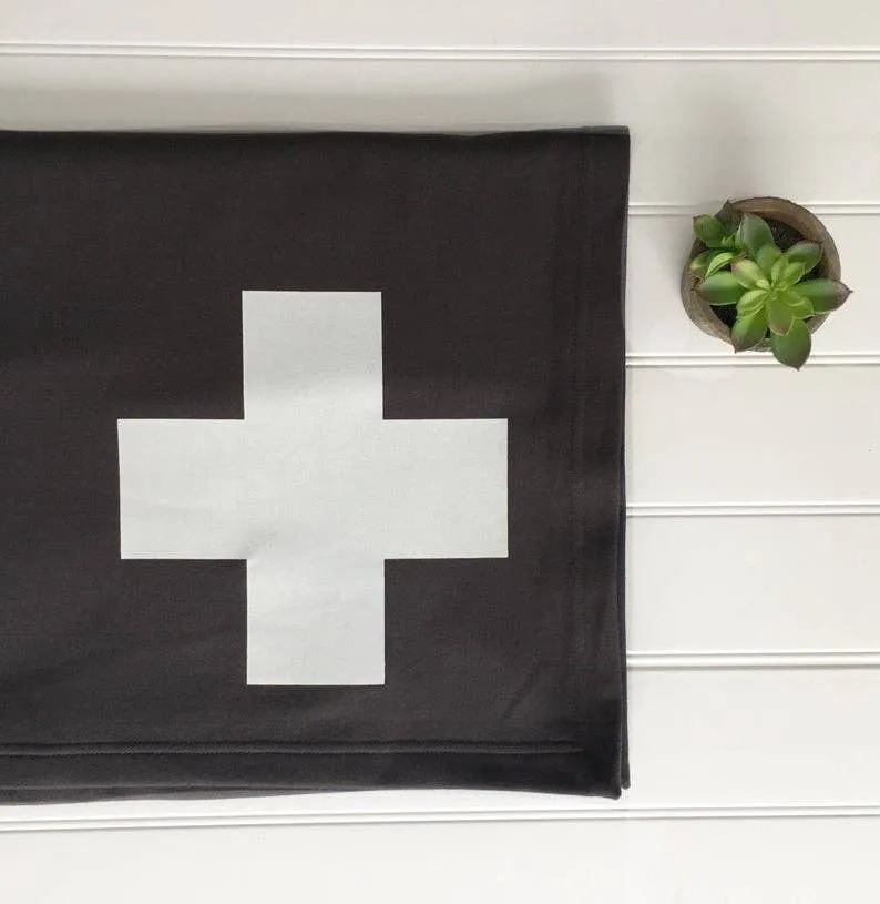 Swiss Cross Sweatshirt Throw Blanket