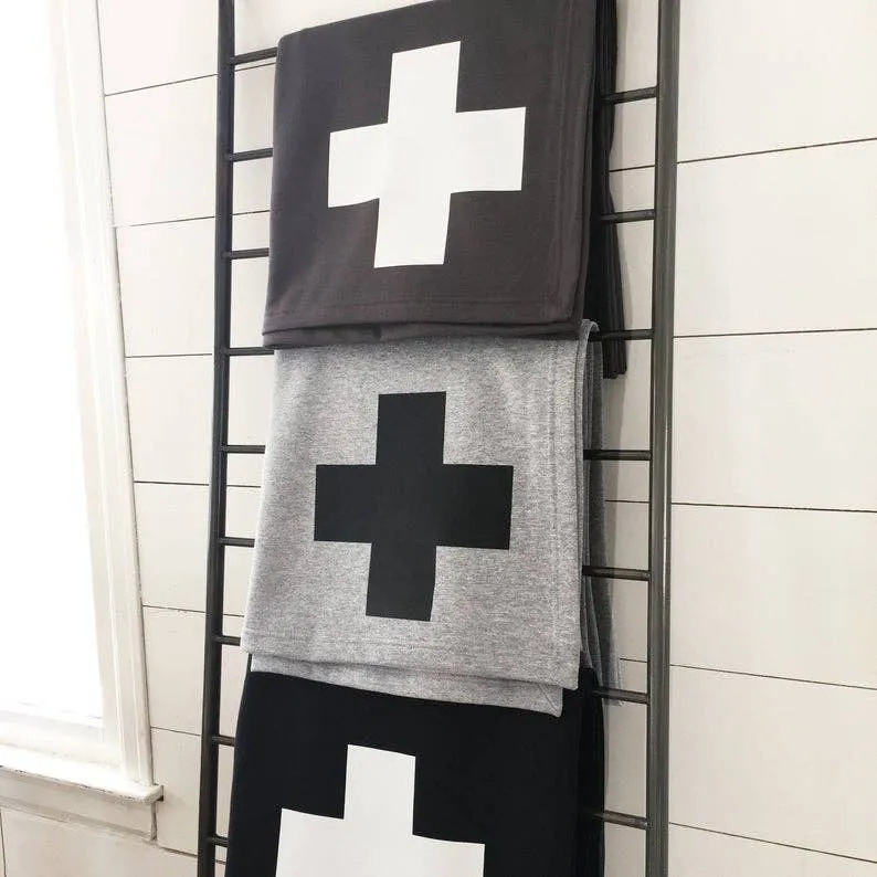 Swiss Cross Sweatshirt Throw Blanket
