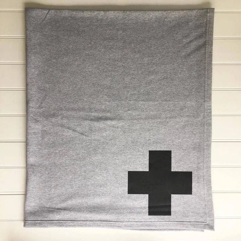 Swiss Cross Sweatshirt Throw Blanket
