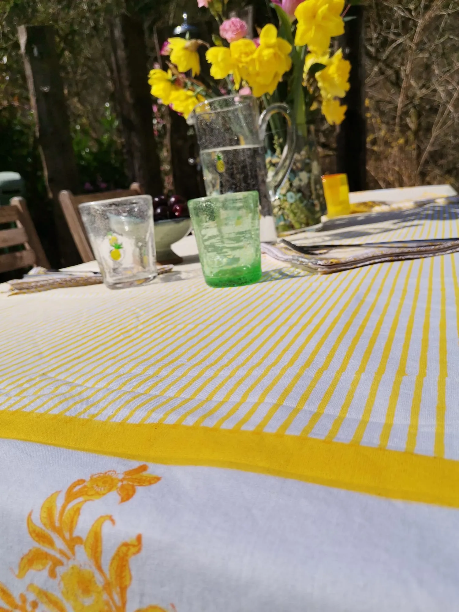 Table Cloth in Yellow Stripe 224cm x 150cm