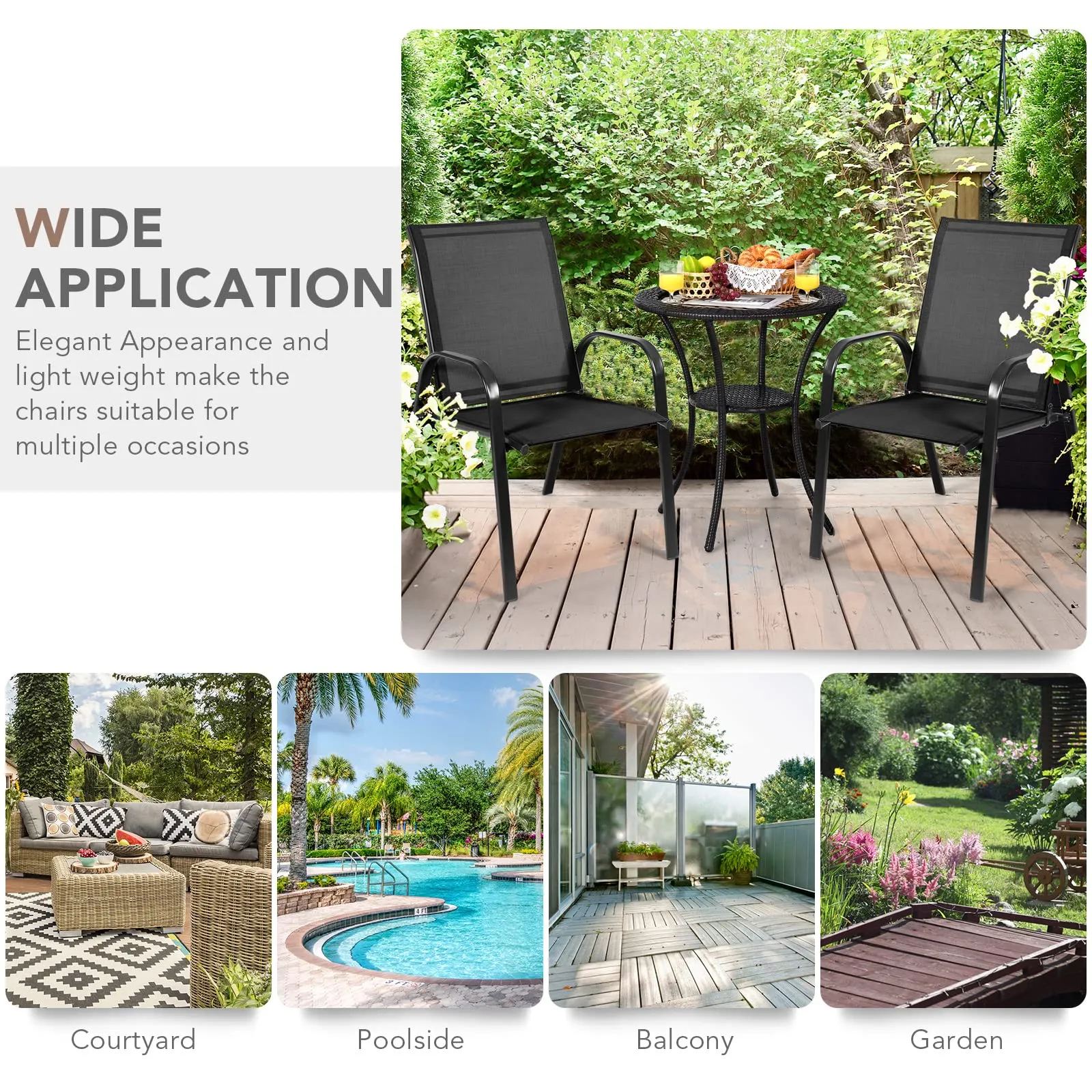 Tangkula Patio Dining Chairs, Outdoor Bistro Chairs