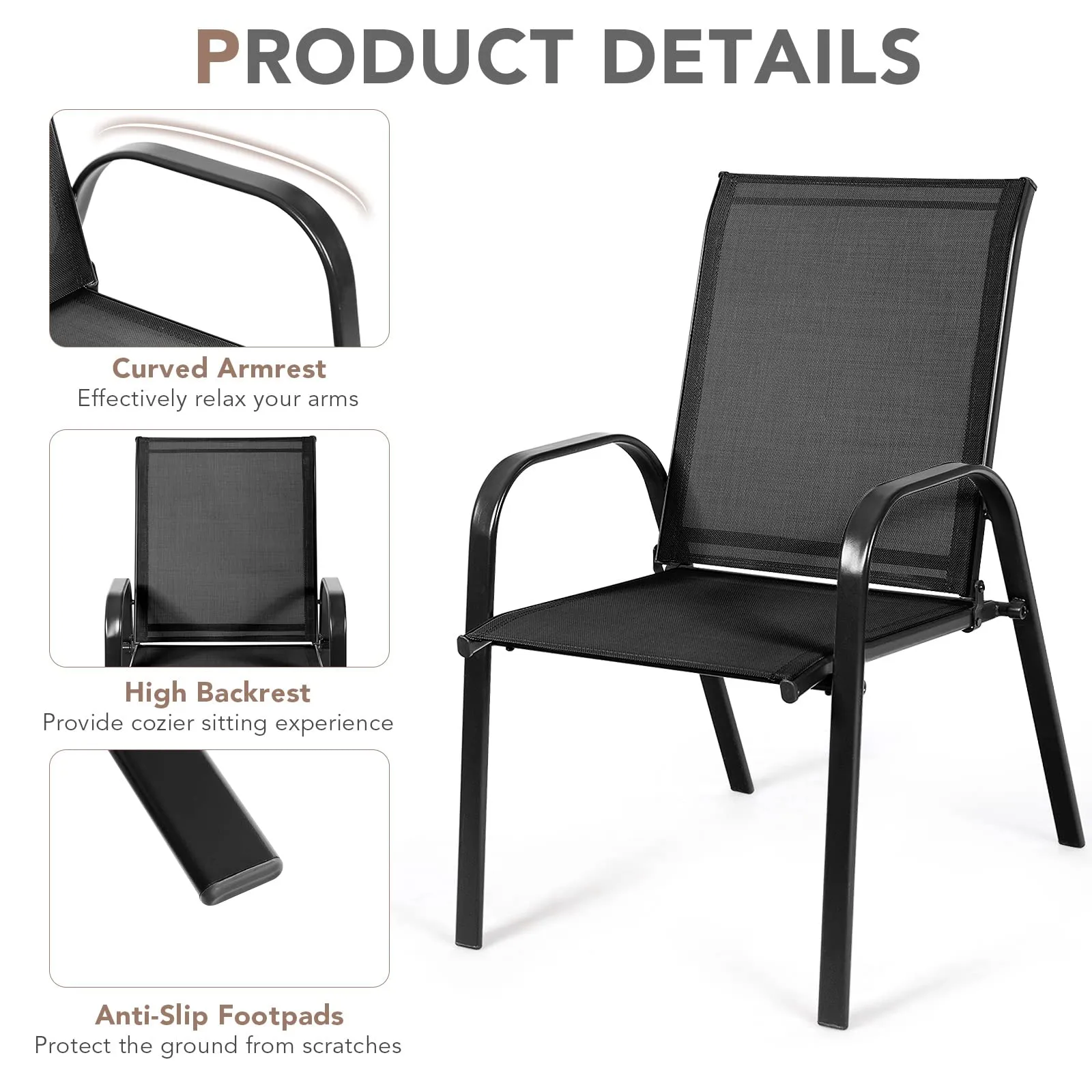 Tangkula Patio Dining Chairs, Outdoor Bistro Chairs