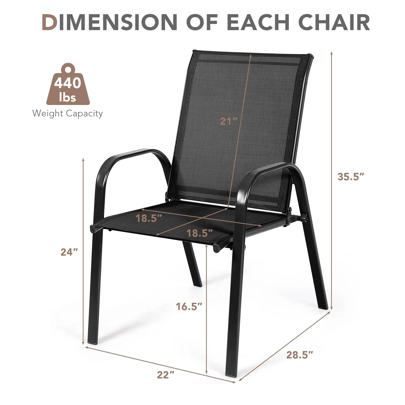 Tangkula Patio Dining Chairs, Outdoor Bistro Chairs
