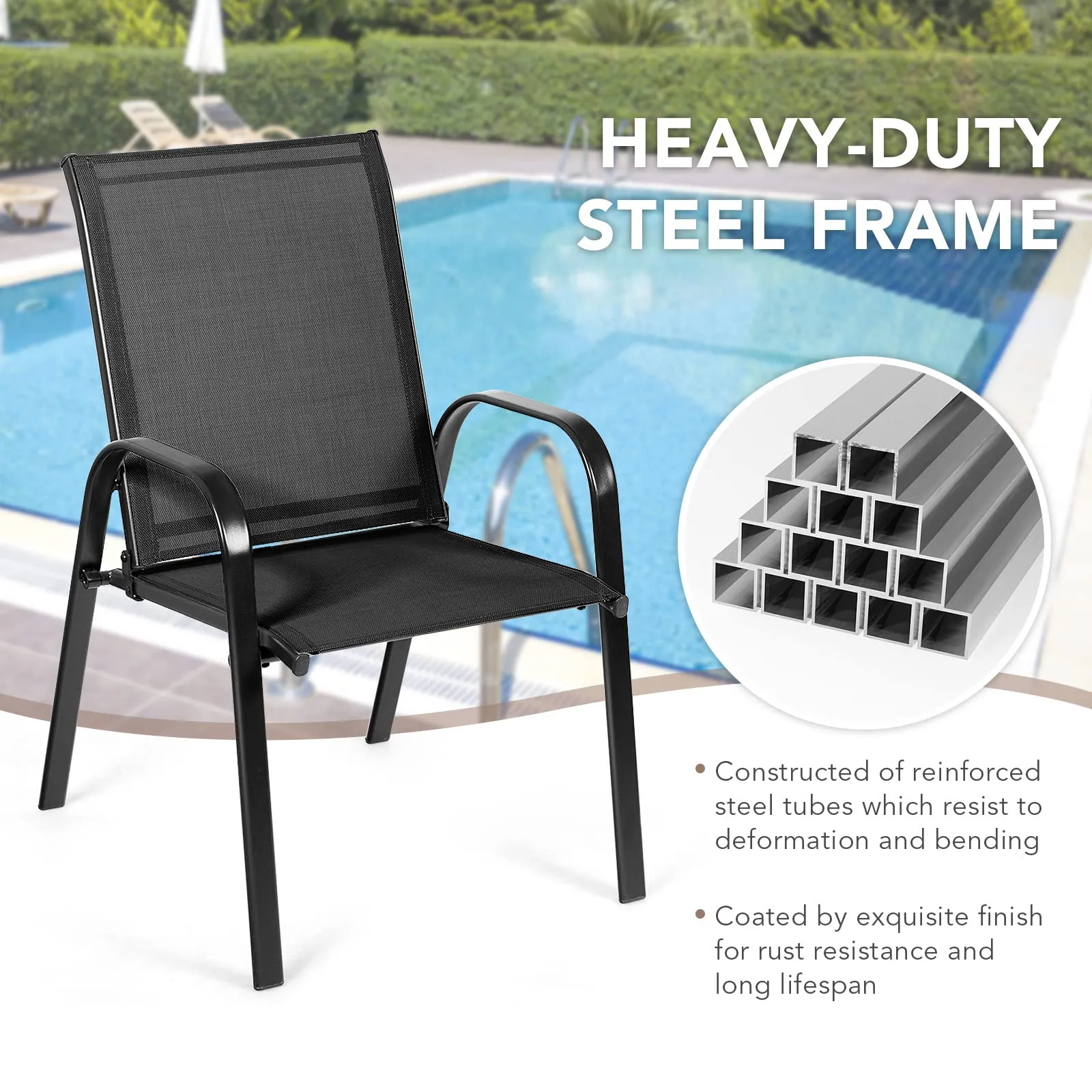 Tangkula Patio Dining Chairs, Outdoor Bistro Chairs