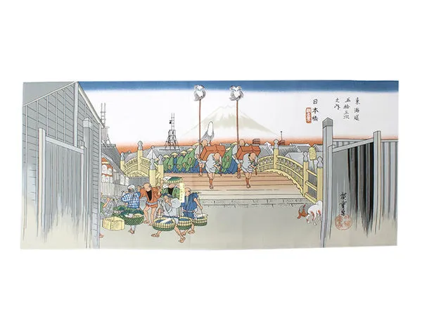 Tenugui, Japanese traditional towel / Cotton Cloth - Ukiyoe, Oedo Nihonbashi