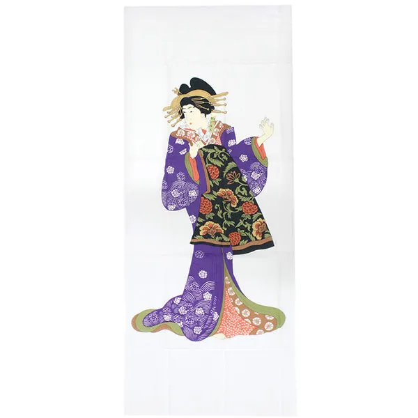 Tenugui, Japanese traditional towel / Cotton Cloth - Ukiyoe, Purple Oiran