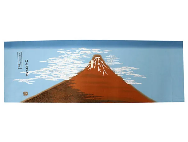 Tenugui, Japanese traditional towel / Cotton Cloth - Ukiyoe, Red Mt. Fuji