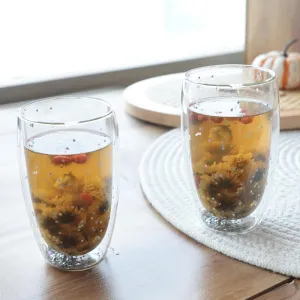 The Better Home Zest Insulated Borosilicate Glass Mugs for Coffee Set of 2 (450ml Each) | Double Walled Tea Cup | Mugs for Gift | Coffee Glass | Tea Mug Set | Transparent Mug | Double Glass Tea Cup