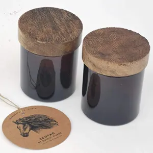 The Grid Artsy Wood And Glass Kitchen Jars For Storage | Set Of 2 | 100 ml