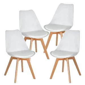 The Shop Set Of 4 Eames Type Dining Room Chairs - Padded Seat - Wooden Legs -