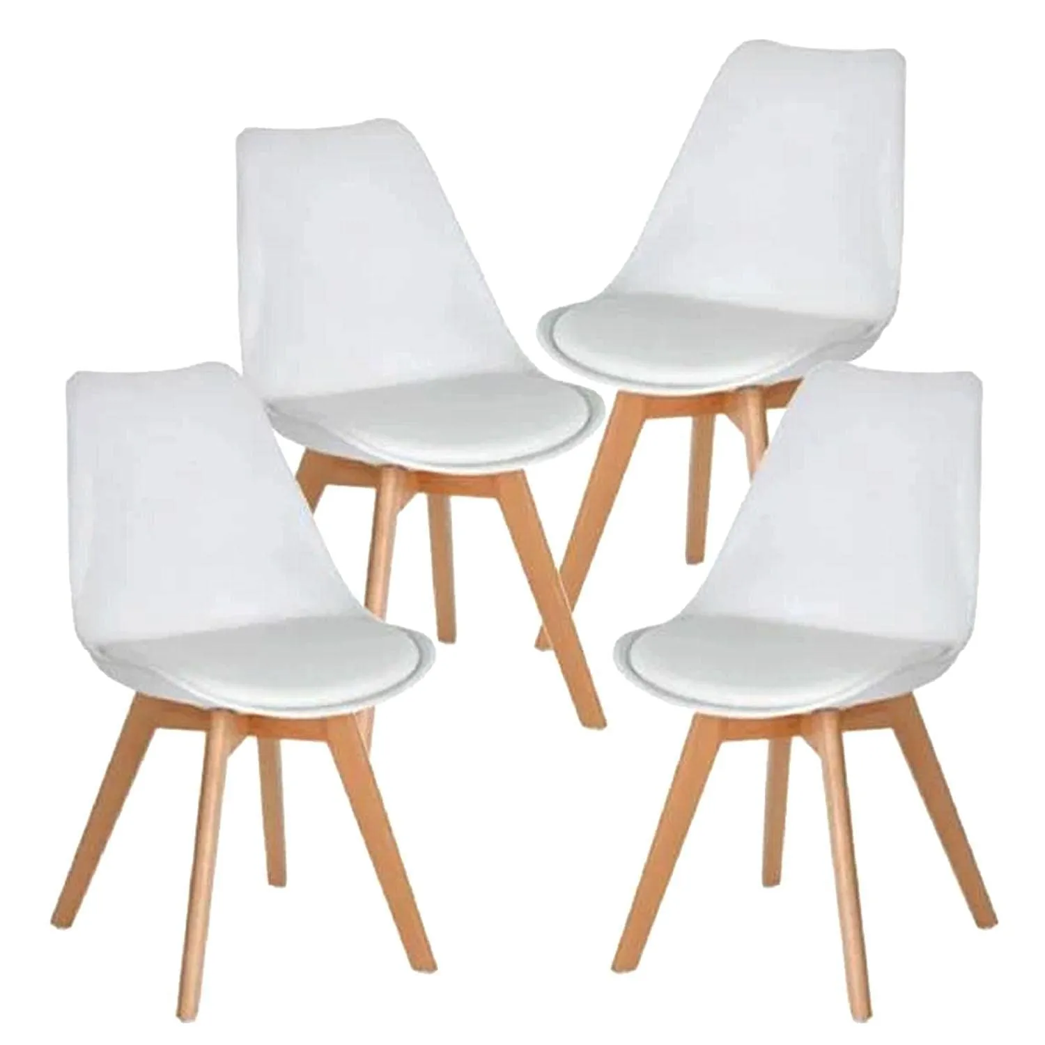 The Shop Set Of 4 Eames Type Dining Room Chairs - Padded Seat - Wooden Legs -