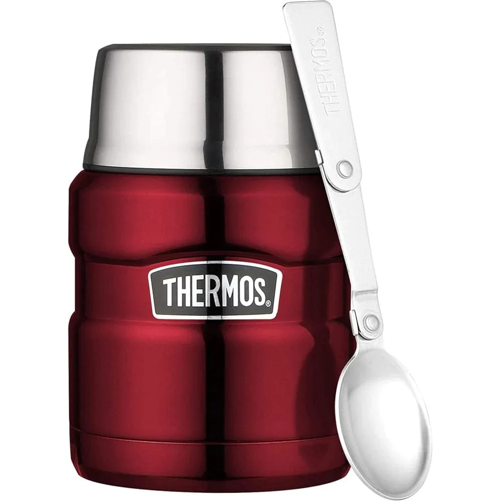 Thermos King Stainless Steel Insulated Food Jar With Folding spoon 470ml