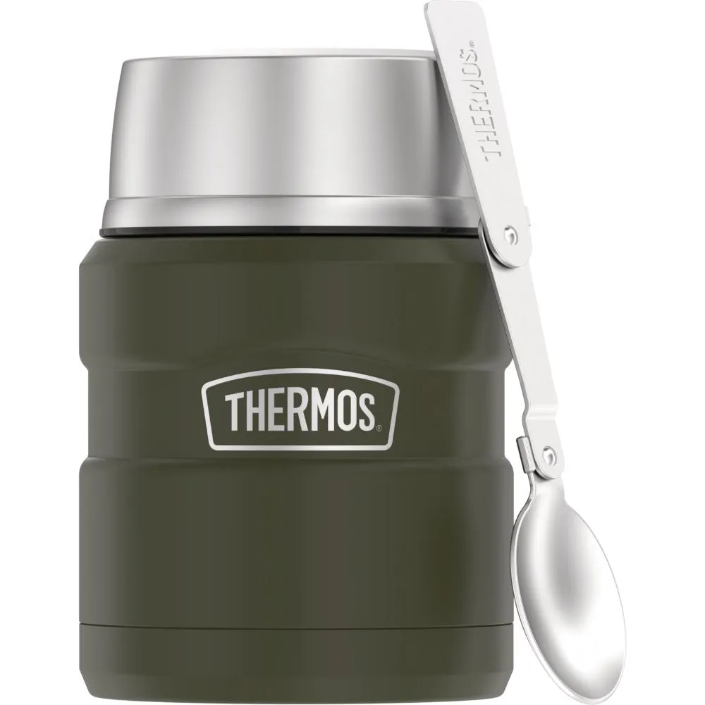 Thermos King Stainless Steel Insulated Food Jar With Folding spoon 470ml