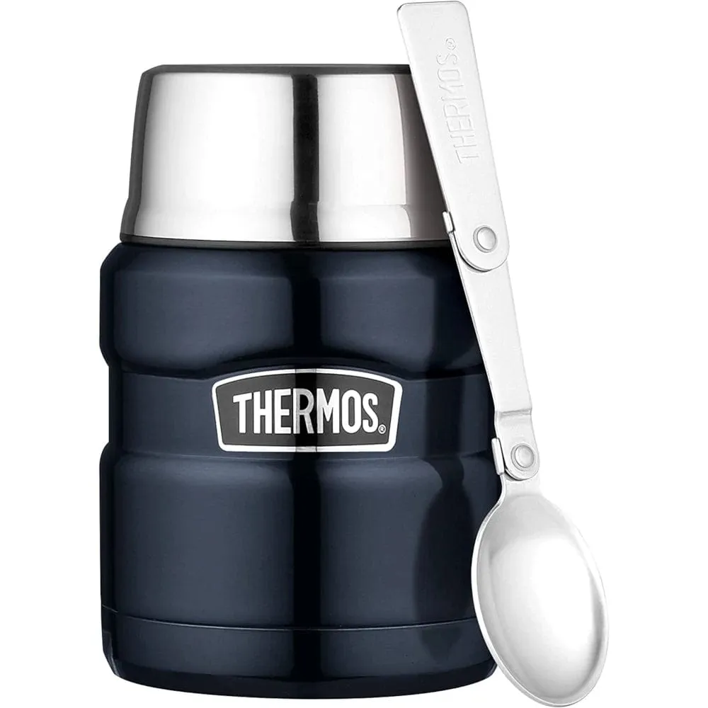 Thermos King Stainless Steel Insulated Food Jar With Folding spoon 470ml