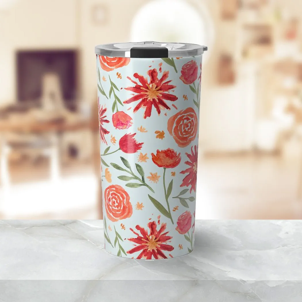 Travel Mug - Red Floral Burst
