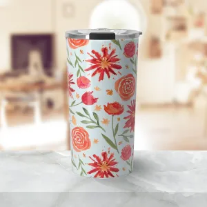 Travel Mug - Red Floral Burst