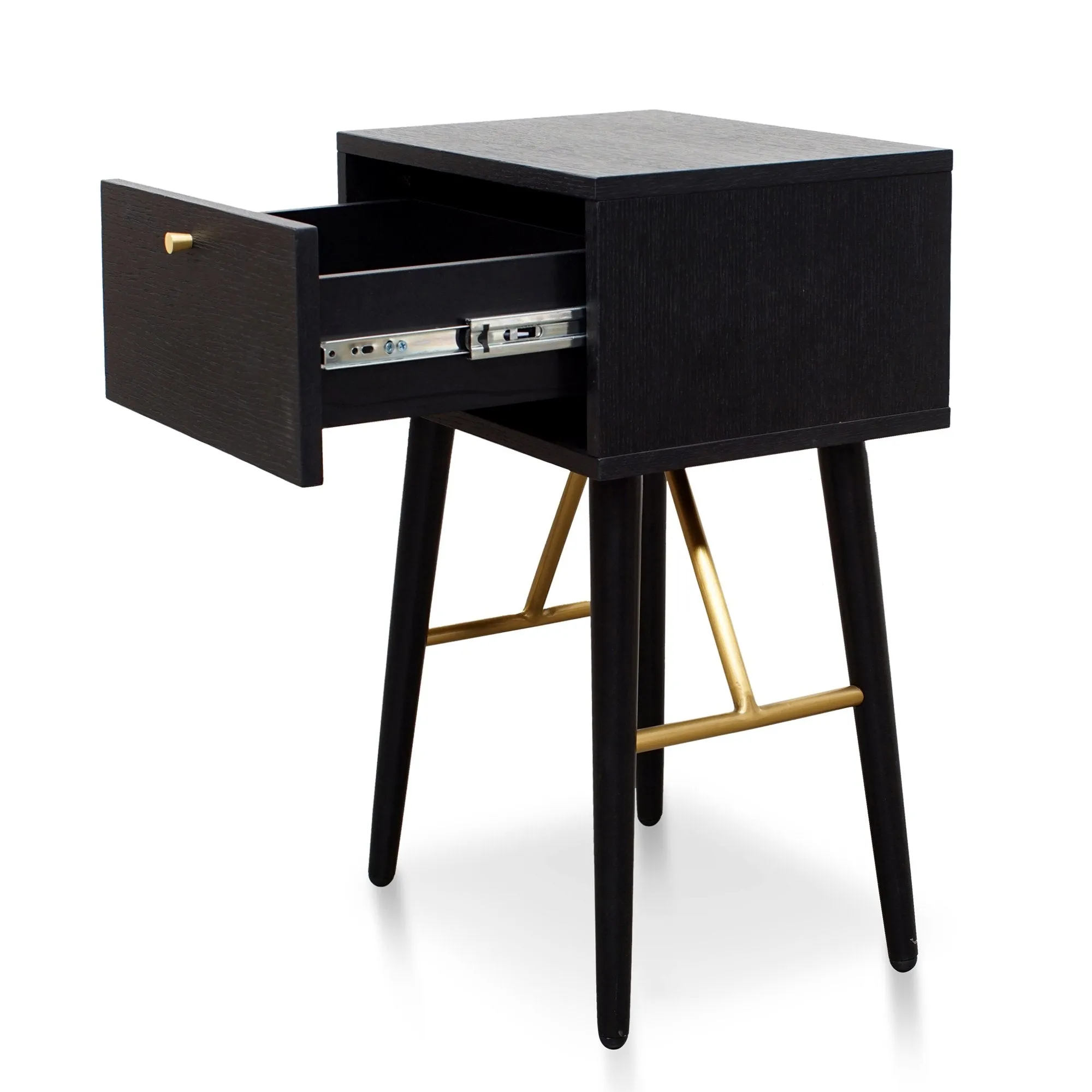 Trent Wooden Bed Side Table - Black