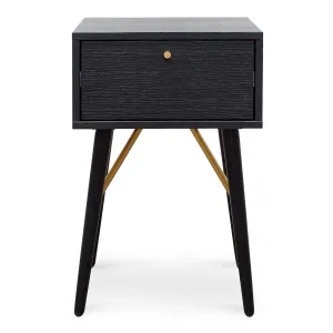 Trent Wooden Bed Side Table - Black