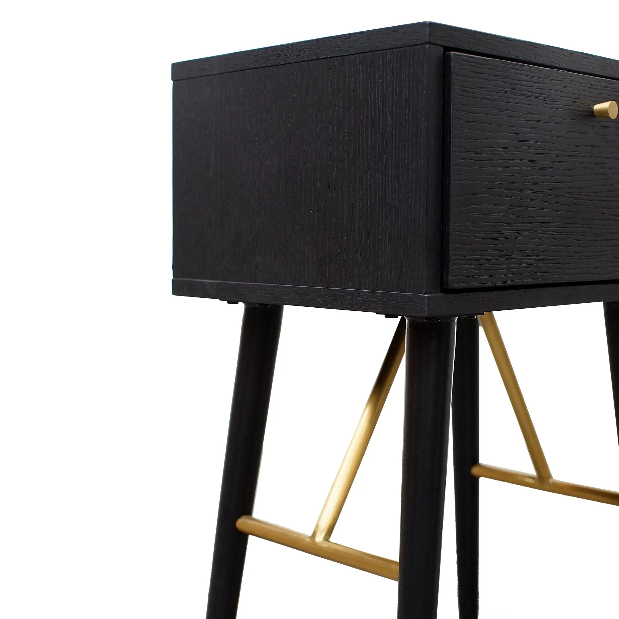 Trent Wooden Bed Side Table - Black