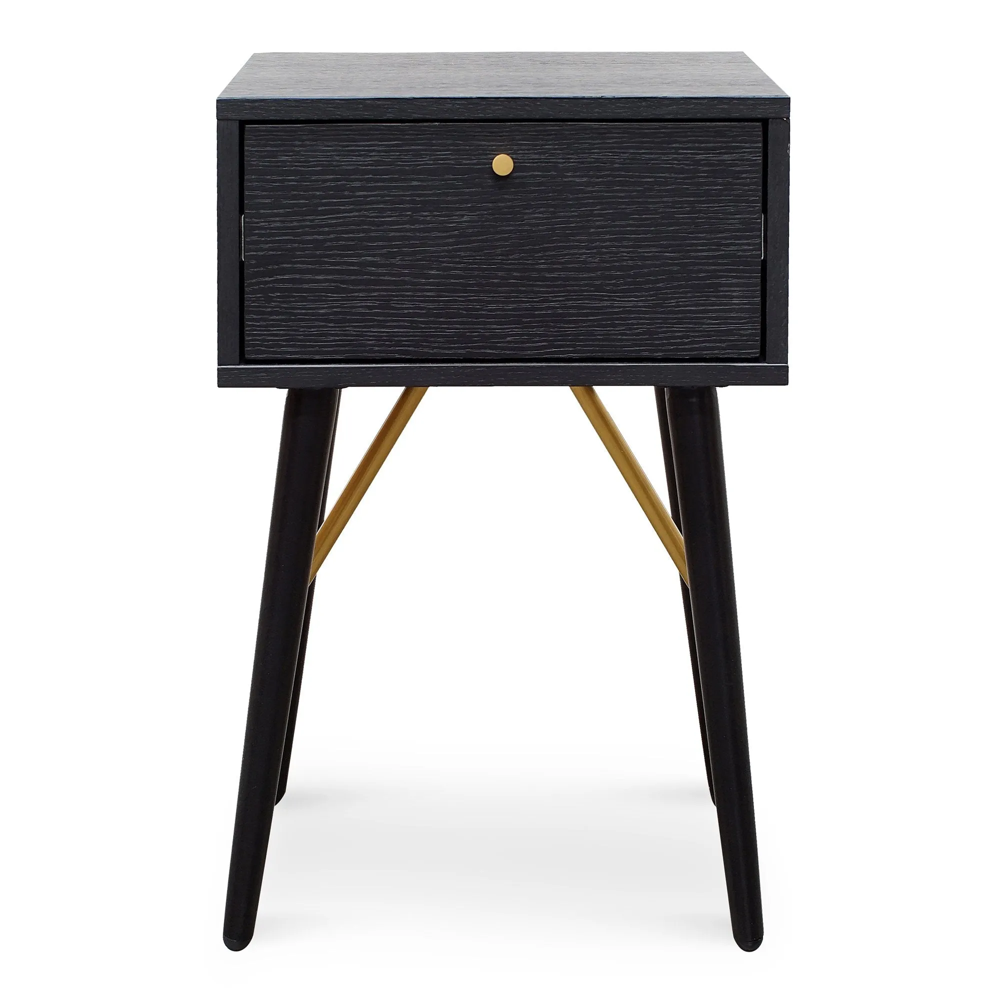Trent Wooden Bed Side Table - Black