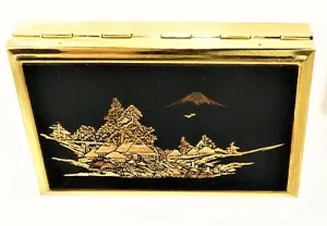 Unused Vintage Japanese Damascene Clover Musical Box 1950s