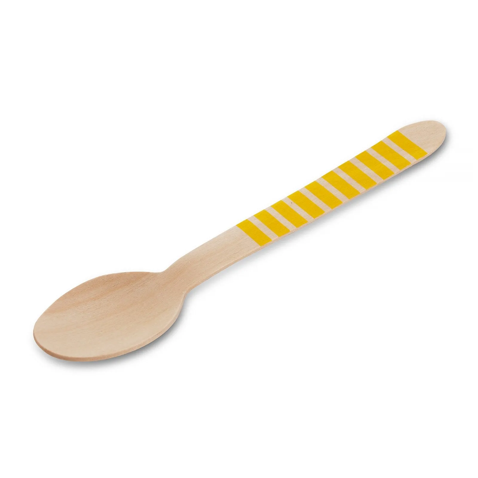 Wooden Party Utensils - Yellow Stripe