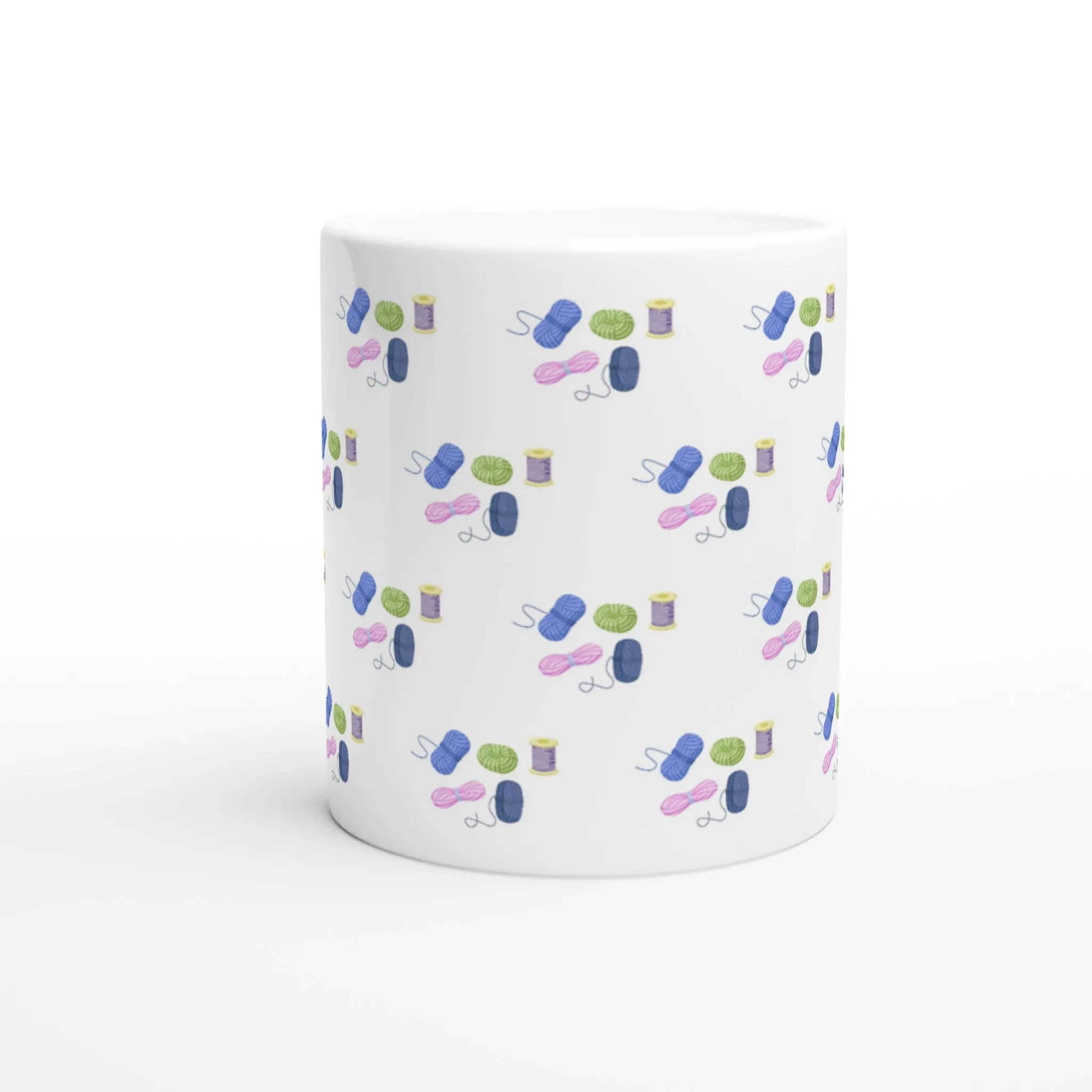 Yarns & Threads All Over - White 11oz Ceramic Mug